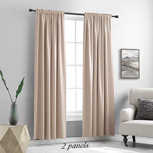 Image of Room Darkening Curtain Panels - Boy's Room Drapes with Rod Pocket,Energy Smart Thermal Insulated Window Treatment Curtains(Warm Taupe,52 W x 90 inches L,2 Panels)