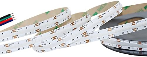 Boarda RGB COB LED Strip,24V 840 LEDs/m CRI90+ FCOB Flexible RGB LED Tape,5m 4200 LEDs Super Bright RGB COB LED Strip for Cabinet,Kitchen DIY Lighting Project