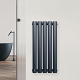 blumfeldt Radiador Diseño de Montaje en Pared de 230 W, Acero con Recubrimiento en Polvo, Monocapa, Funcionamiento de Agua Caliente de Bajo Consumo, Conexión Central de ½, 60 x 30 cm, Antracita