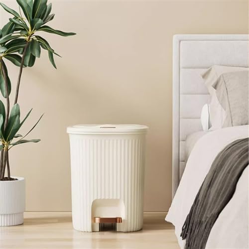 Bote de basura plástico con tapa blanco 8L miniatura 7
