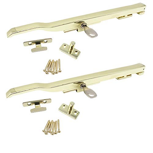 Window Stay Arm Locking Handle Brass Effect - Pack of 2