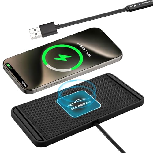 Cargador de coche de inducción, cargador inalámbrico de coche, cargador inalámbrico para coche, alfombrilla de carga rápida, soporte antideslizante para smartphone (cable USB de 30 cm)