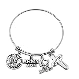 Gzrlyf Military Mom/Wife Bracelet Expandable Wire Bangle Jewelry Gifts for Women (Army Mom bracelet)