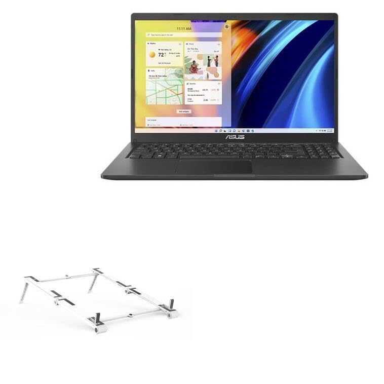 BoxWave Stand and Mount Compatible with ASUS VivoBook 15 (X1500) - Pocket Aluminum Stand 3-in-1, Portable, Multi Angle Viewing Stand for ASUS VivoBook 15 (X1500) - Metallic Silver