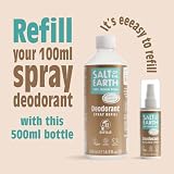 Natural Deodorant Spray Refill by Salt of the Earth, Ginger & Jasmine - Vegan, Long Lasting Protection, Leaping Bunny Approved, Made in the UK - 500ml