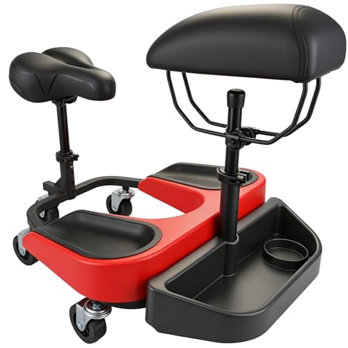 Image of Upgrade Kneeling Sitting Creeper with Chest Support and Tool Tray Compatible with racatac Rolling Knee Creeper 01RAC3CS, 3 Inch Casters 300-lb for Tile installation, Flooring work, Parquet Cleaning