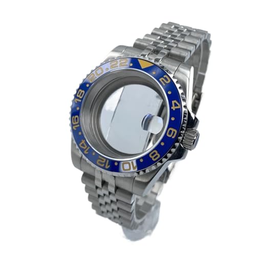 NH35 40mm �_�C�o�[�E�H�b�`�P�[�X�A�T�t�@�C�A�K���X�ANH34/NH35/NH36 ���[�u�����g�p 120 �N���b�N�x�[���t��(GMT 1 Ceramic Bezel,Glass back cover)