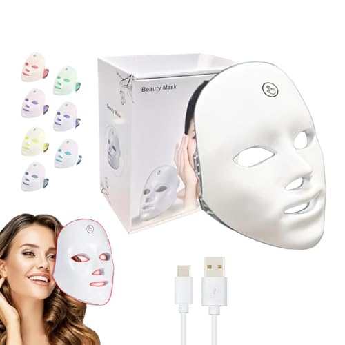 LITTLE CLASSIC USB Rechargeable 7-Colour LED Lightweight Therapy Mask, Infared Light Repair, Anti-Wrinkle, Acne Removal, Skin Rejuvenation, Blemish Repair, Auto Mode, Wireless Design- (BOX SET)
