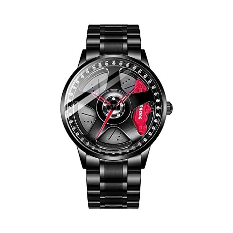 Mihawk Men's Quartz Wrist Watch with Stainless Steel Strap Waterproof Fashion Business and Hub Design for Racing Car Cover