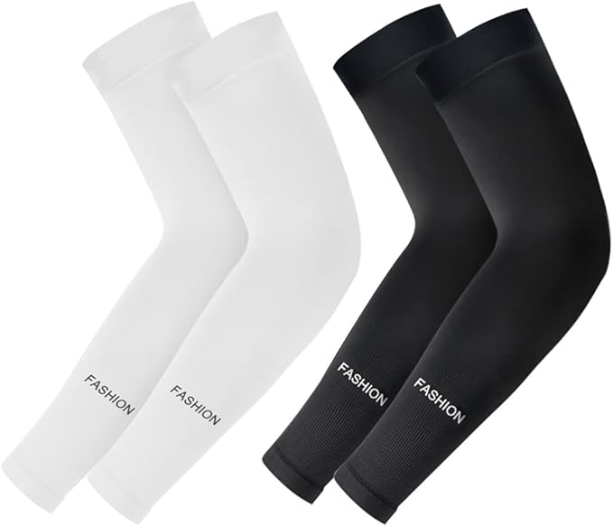 Manches De Bras KEMALOCE Anti-UV - Respirantes, Maintien Sans Glisse - Pour Cyclisme, Course - Blanc
