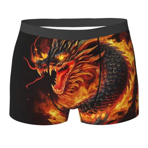 Fire Chinese Dragon Print Men'S Boxer Briefs Comfortable And Stylish Breathable