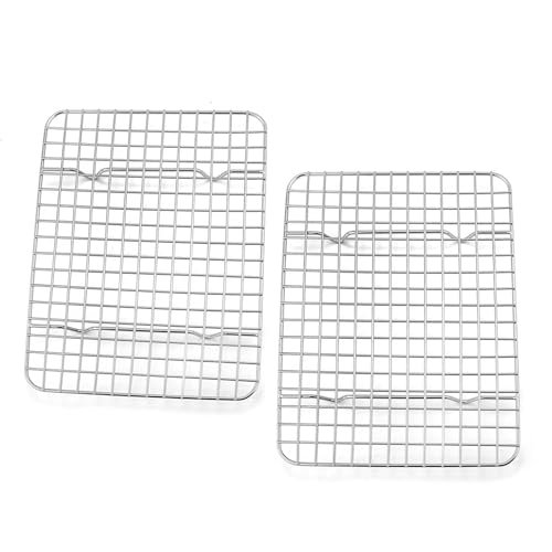 Rejilla para enfriar, rejilla para pasteles rectangular de acero inoxidable, rejilla para hornear reutilizable, para hornear, asar, enfriar, apta para lavavajillas, 22,2 cm * 15,9 cm * 2 cm, 2 piezas