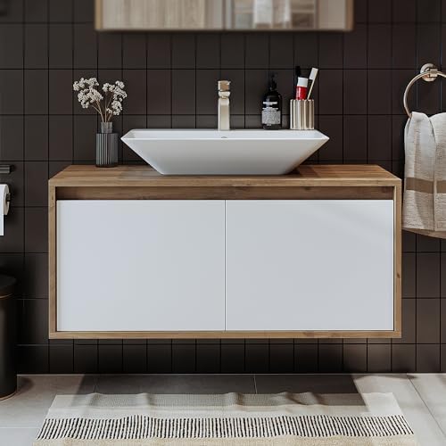 Ma sélection salle de bain Amazon Armoire basse de 100 cm avec lavabo en céramique, 4 pièces, meubl...