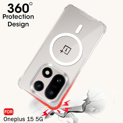 Image of TheGiftKart Crystal Clear Back Cover Case for OnePlus 15 5G | 360 Degree Protection | Shock Proof Design | Transparent Back Cover Case for OnePlus 15 5G (PC & TPU, Transparent Bumper)