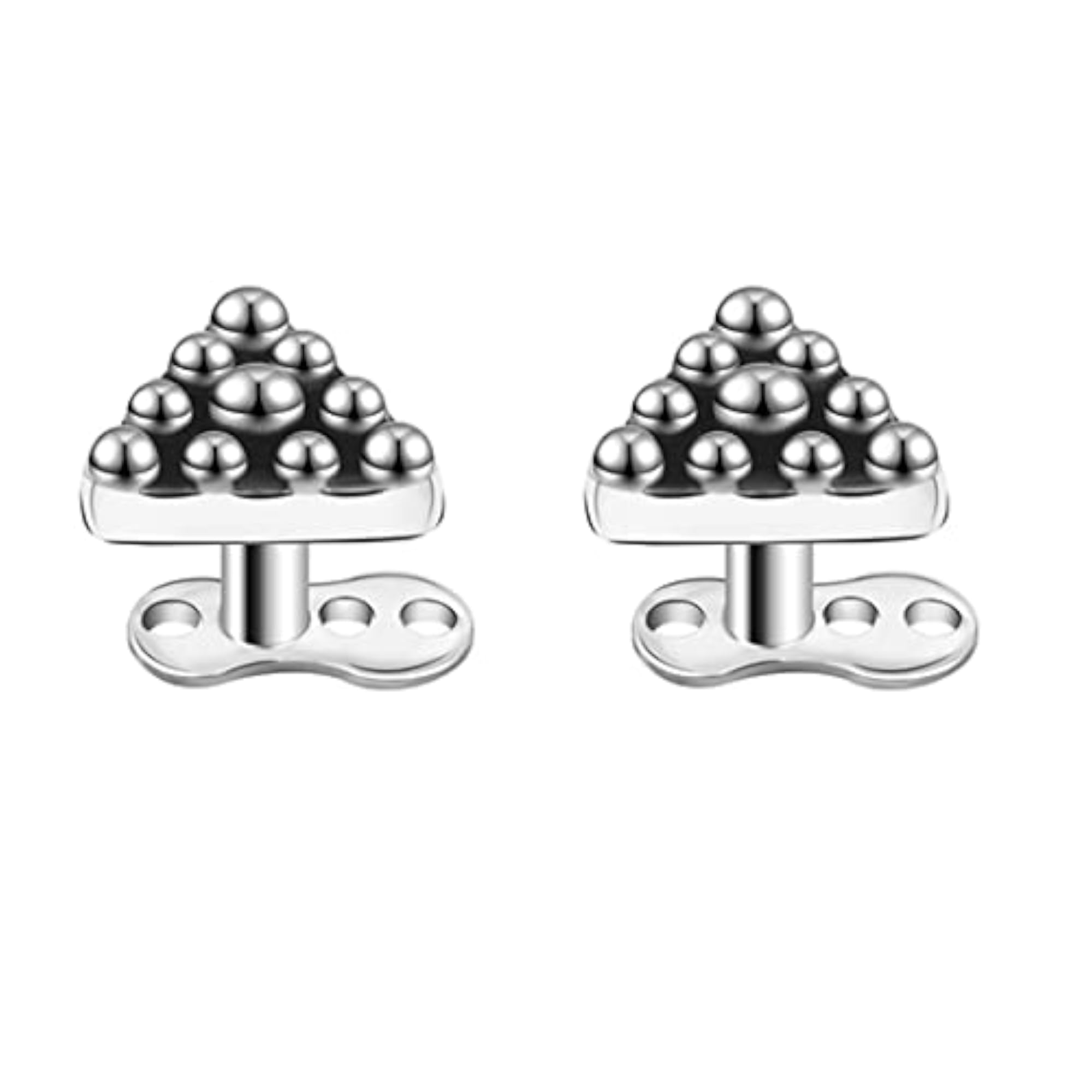 Silver Color Triangle Dermal Piercing Tops and Bases, Stainless Steel