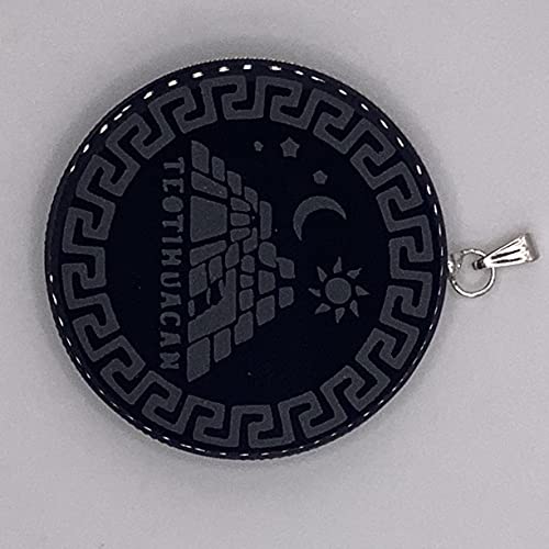 Generico 1.9 in Obsidian Round Pendant engraced Necklace scrying Polished Black Round Mirror Handmade Pyramid Healing Crystal Stone Amulet Spiritual4