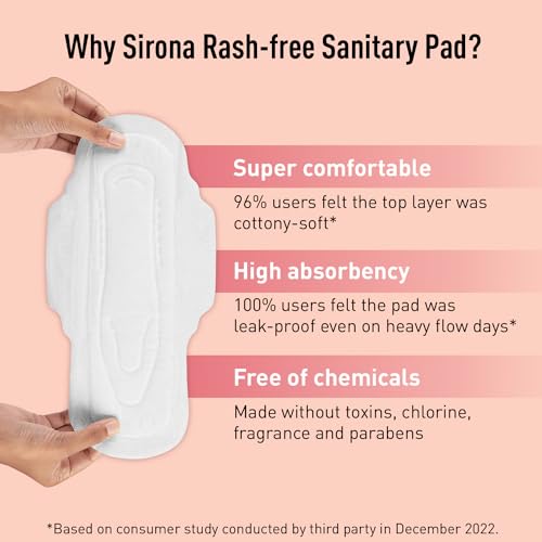 Image of Sirona Max Sanitary Pads for Women | XL Plus (Pack of 60 Pads) | 100% Rash Free & Toxic-Free | Organic Cotton Sanitary Pad | Up to 0% Leakage, Comfortable & High Absorbency