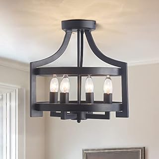 AOLALA 4-Light Ceiling Light Fixture Convertible Hanging Pendant Light Black Metal Chandelier with E14 Sockets Vintage Ceiling Lamp for Dining Room Living Room Bedroom Kitchen Hallway Foyer