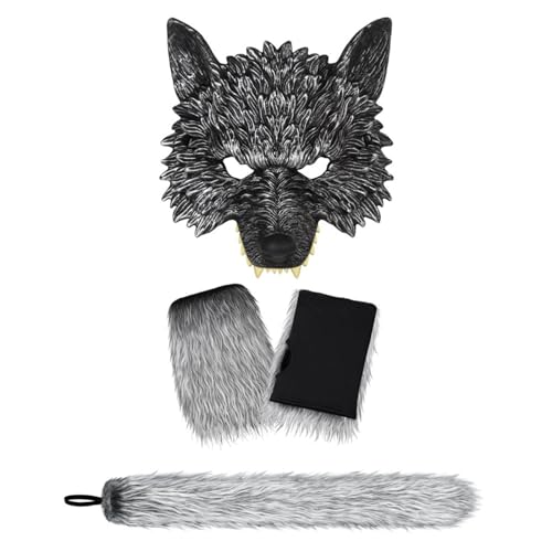 Costume de loup pour Halloween comprenant masque loup réaliste et accessoires