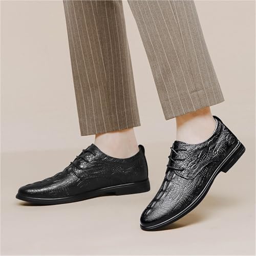Men's Dress Shoes Vintage High Gloss Crocodile Leather Lace up Formal Business Casual Oxfords for Work Wedding Party3