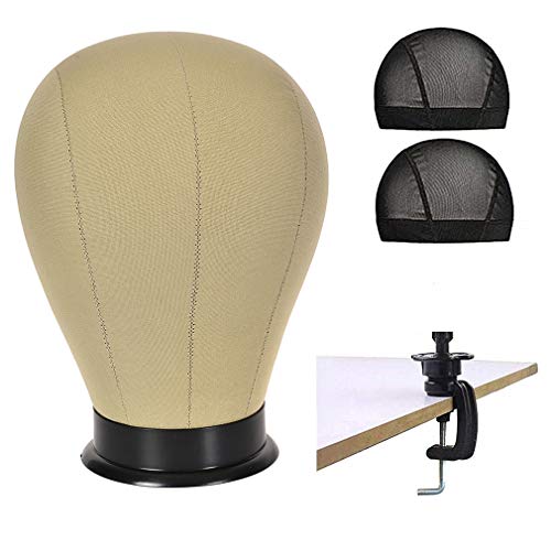 Wig Head Cork Canvas Block Head for Making Wigs Mannequin Head for Wigs Display with Mounting Holes Wig Display Styling wig Head with stand for making wigs Canvas Head Manikin Head(21’’-23’’Inch)