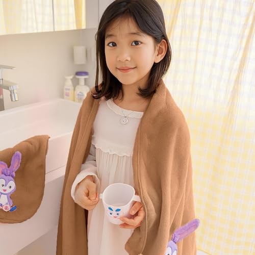 Image of Microfiber Kids Bath Towels Quick Dry Super Absorbent Super Soft Bath Towel for Babies Toddler-Baby Towel for Boys and Girls (Purple & Brown, 2 Bath Towel)