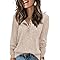 TrendiMax Damen Langarmshirt Herbst Leichte Strickpullover Rundhals-Knöpfe Henley Shirt Elegant Sweatshirt Langarm Tops (S, Aprikose)