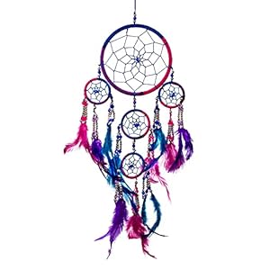 Pink Pineapple Petit Attrape rêve Bleu Roi, Rose, Violet Dreamcatcher à Perles & à Plumes Fait Main – Capteur de Rêves Multicolore, Artisanal – Format Petit (12×35 cm)