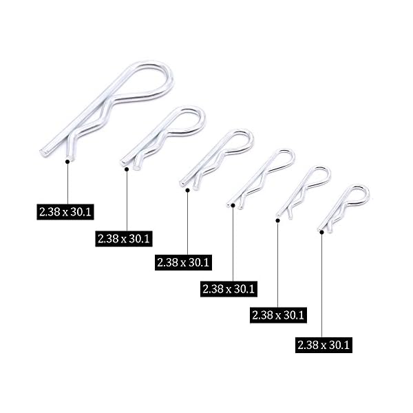 glarks Trainingsunterlagen für Heavy Duty Zink versilbert Haar Pin Kurbelkeil Anhängerkupplung Pin Sortiment Kit – Bild 3