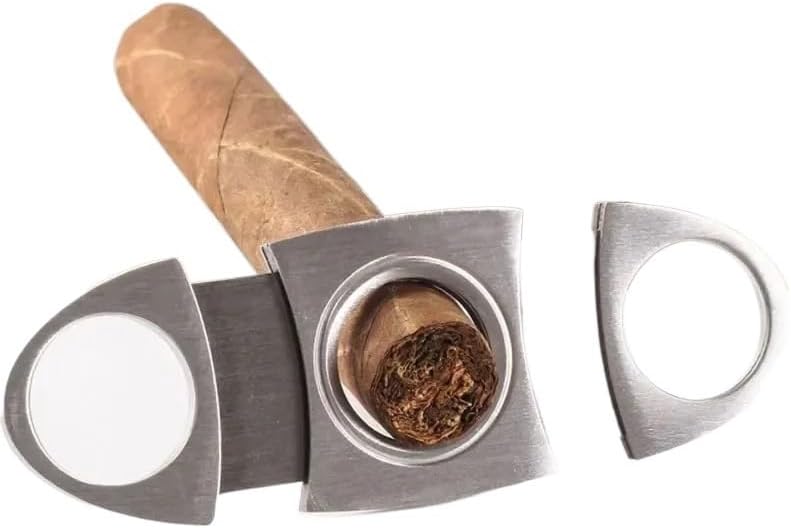 Cigar Cutter Stainless Steel Guillotine Metal Hole Puncher Pocket Smoking Tool Case Silver Black Zinc Alloy