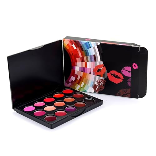 Paleta de labios duradera para mujer: colección de brillos de labios de múltiples, bandeja de lápiz labial hidratante resistente al agua, acabado de pigmento rico, colores de maquillaje