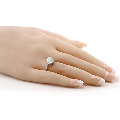 925 Sterling Silver Gemstone Birthstone and White Diamond Accent 3-Stone Ring for Women | 10X8MM Oval with 1.5MM Accents | Fine Jewelry for Engagement Wedding Anniversary Promise | Sizes 5-94