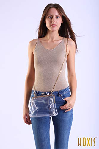HOXIS Clear Transparent PVC Kiss Lock Chain Cross Body Bag Womens Clutch2