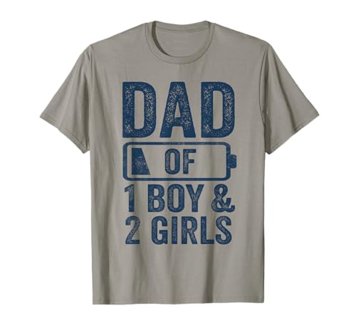 Dad of 1 Boy & 2 Girls Gifts Daddy of 3 Kids T-Shirt