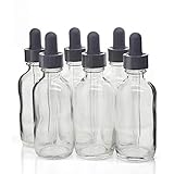 NO LOGO LSB-lab Pipette, 6pcs 2 Oz 60ml Klarglas Tropfflasche mit Glasaugen-Pipette Leere nachfüllbare Ätherische Öle Aromatherapie Reagenzflüssigkeit (Farbe : Klar, Specifications : 60ml)