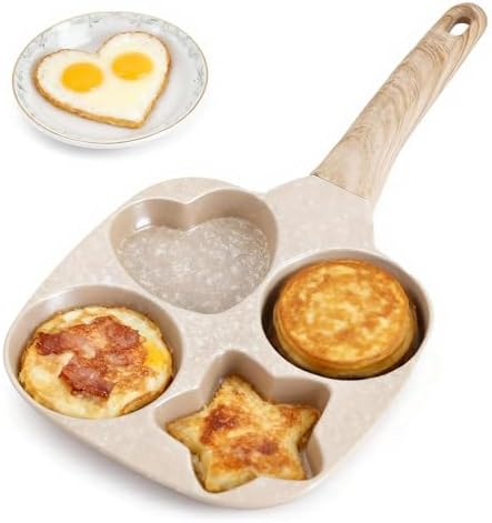 Egg Frying Pan, 4 Cups Non Stick Frying Pan with Heat Resistant Handle Quick Cooking Easy Clean All Stovetops Compatible Home Breakfast Pan