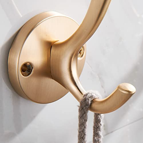 Teci Brushed Gold Towel Robe Hooks Bathroom Hardware Accessories Coat Hook Clothes Hook For Bath Kitchen Contemporary Hotel Style Wall Mounted 4 Pack Tc007G-4 #TOP4
