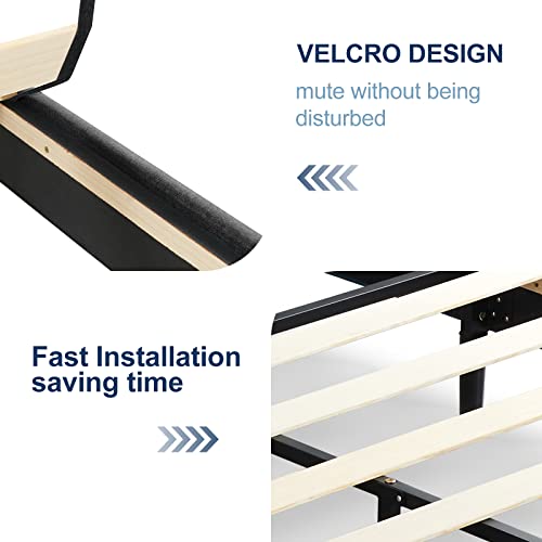 Molblly Platform Bed Frame With Tufted Headboard,Upholstered Queen Beds For Wood Slat Support/Mattress Foundation/No Box Spring Needed/Easy Assembly,Dark Grey #TOP3