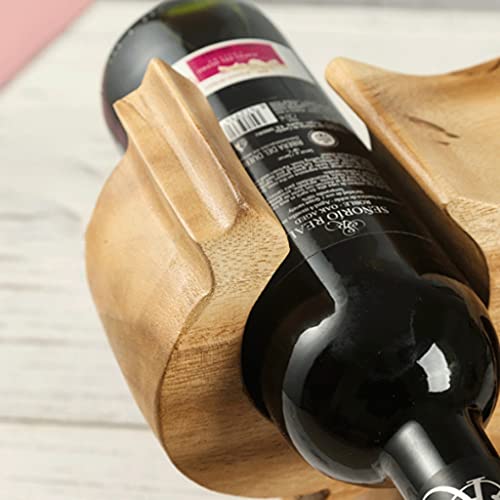 Soporte para botellas de vino de madera maciza tallada a mano miniatura 5