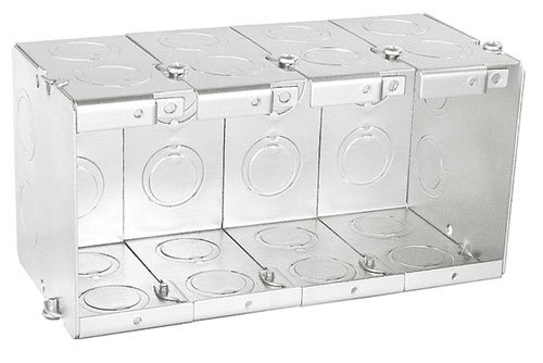 Gangable 3-1/2 Inch Deep Four Gang Masonry Box-1 per case