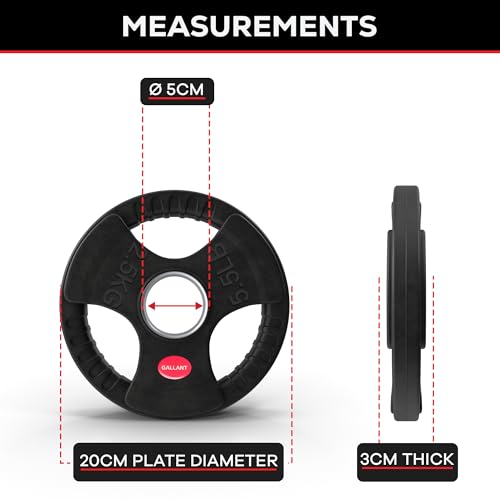 Gallant 2 Inch Olympic Weight plates - Rubber Coated Cast Iron Weight Plates With Tri Grips, 2.5kg, 5kg, 10kg, 15kg, 20kg, 25kg, 35kg, 50kg & 100kg Olympic Barbell Weights Plates Set Weight Lifting - Image 6
