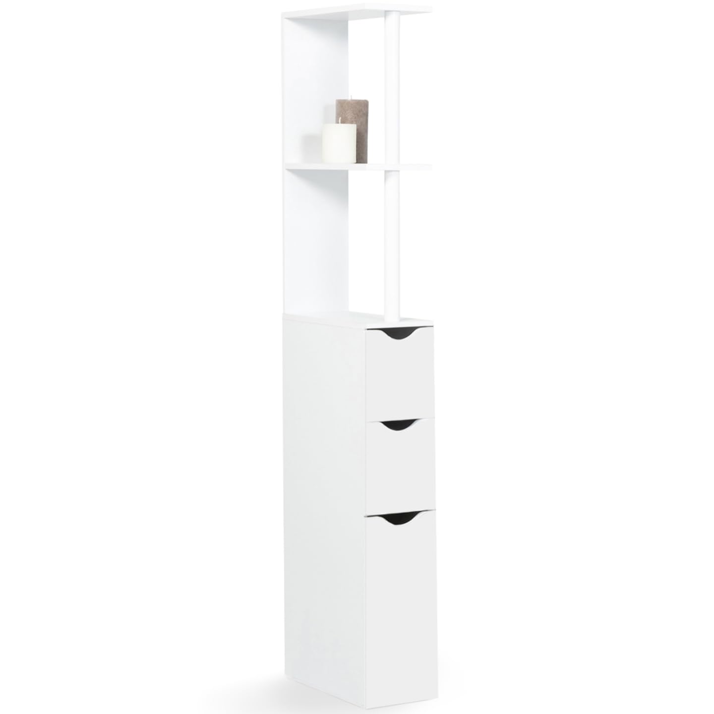 ProBache - Meuble WC étagère bois 3 portes blanc gain de place pour toilettes