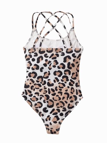Image of OYOANGLE Girl's Basic One Piece Swimsuit Criss Cross Spaghetti Strap Sports Training Bathing Suit
