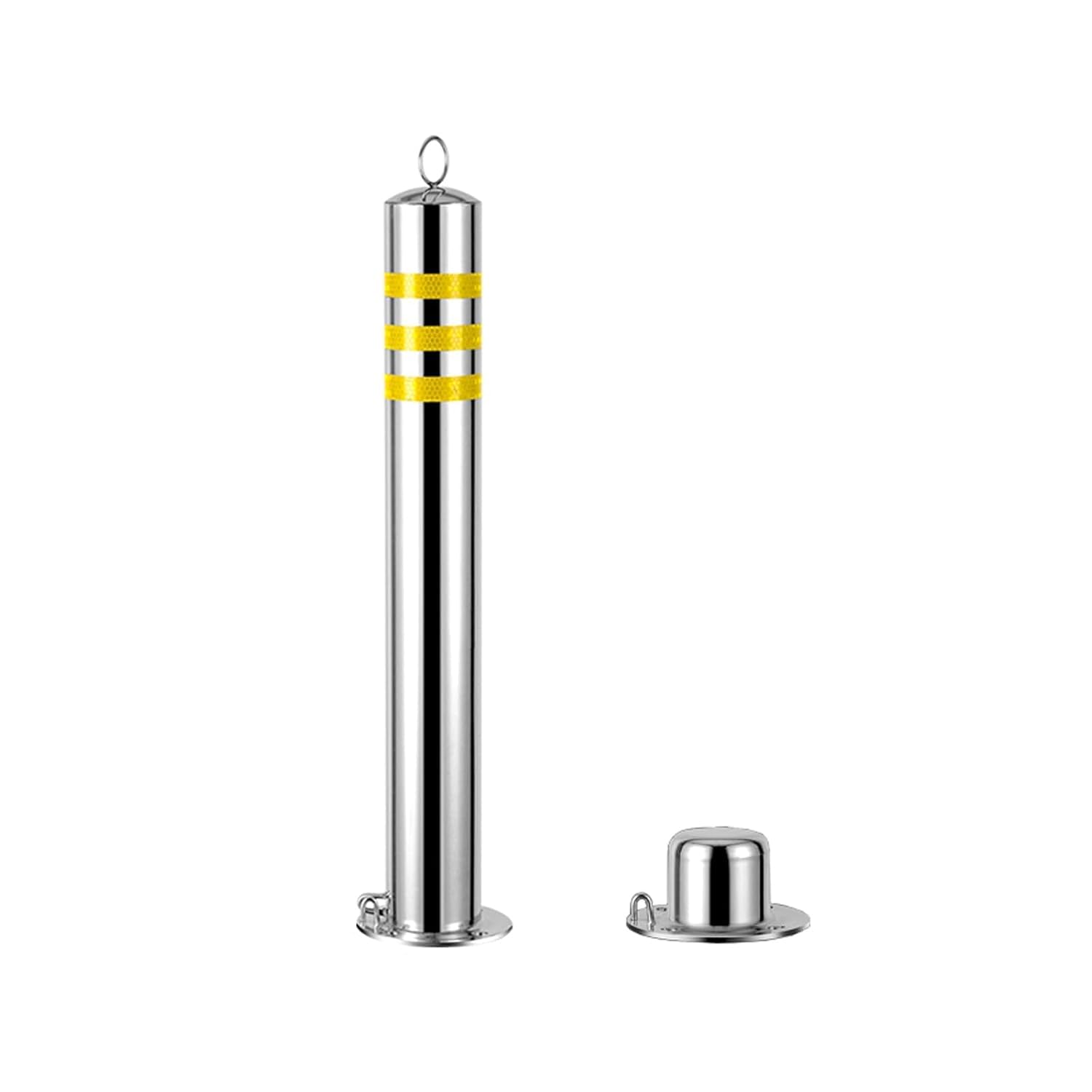 LYDBMYT Safety Bollard, Steel Bollards, Removable Bollard, Driveways Stainless Steel Security Posts with 4 Anchor Bolts, for Parking Barrier, Road Safety(750mm)