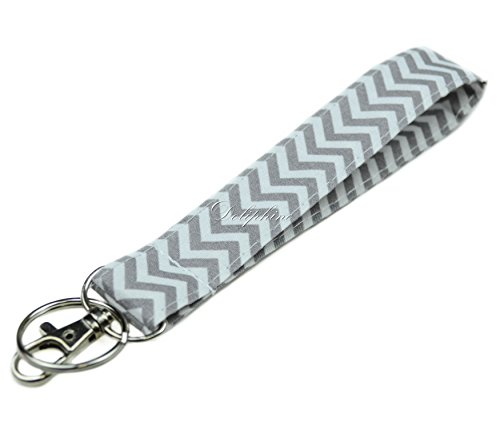 Doliphine Fabric Wristlet keychain with Lobster hook and keyring for Key fob, Key, ID Badge Holder, USB, Purse (Grey)