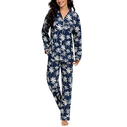 Image of Tugege Pajamas Set Long Sleeve Sleepwear Womens Button Down Nightwear Pj Sets