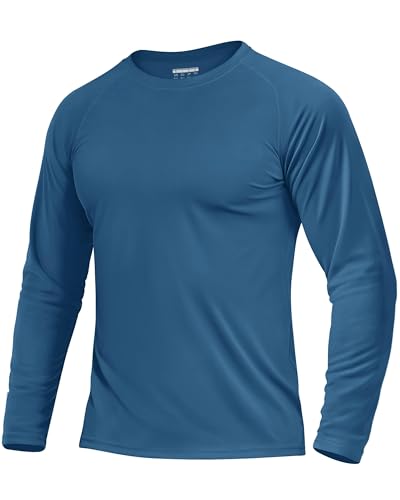 Image of TACVASEN Men's Sun Protection T-Shirt UPF 50+ UV Protection Long Sleeve Tops Work Fishing Swimming Shirt Rash Guard Top Blue Grey