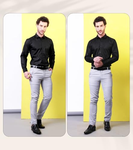Image of CONTRARY Men's Solid Plain Satin Shirt | Stylish Casual & Formal Wear | Premium Pure Satin Silk Silk Fabric | Full Sleeve Button-Down Shirt for Office, Parties & Daily Outfits (Multicolor)