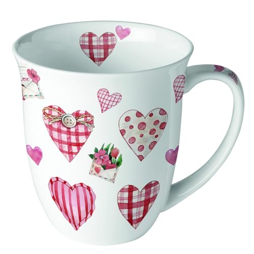 Ambiente Tasse Jumbo en porcelaine 400 ml - Tasse à café/à thé - Série Lovely Hearts