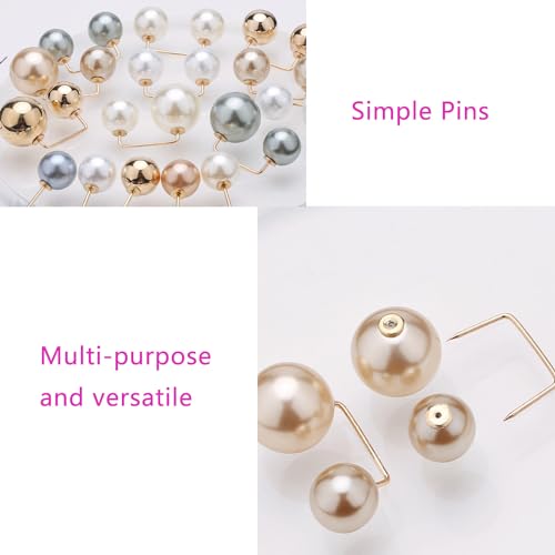 Image of 12 Pack Brooch Pins Artificial Pearl Safety Pins Anti-exposure Neckline Sweater Shawl Clips with Double End Decorative Pearls Cardigan Collar Holder for Women Wedding Dress Blouse V-line Tops